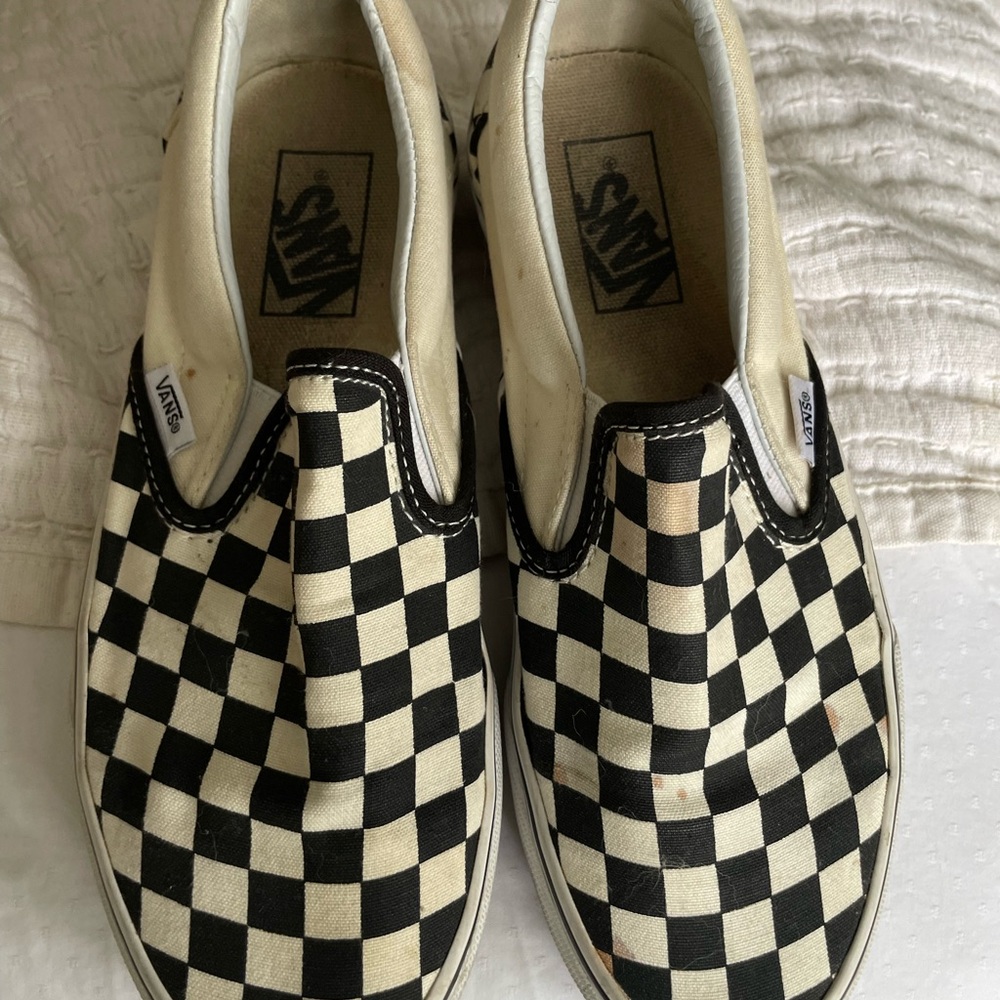 Vans Black and White Checkerboard Slip-Ons